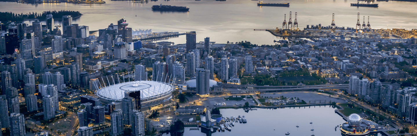 Aerial Picture of Downtown Vancouver BC and False Creek
