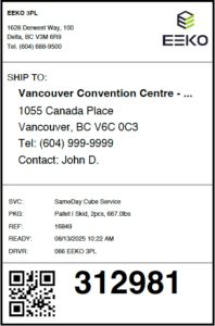 EEKO shipping label